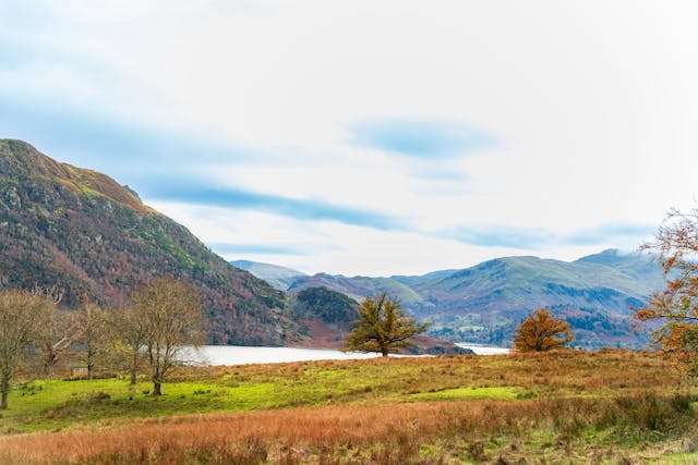 Serene landscape with mountains and lake