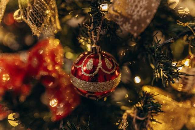 Decorated Christmas tree with ornaments