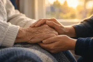 Hands held in comfort and support