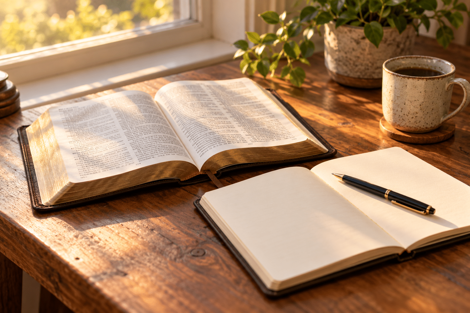 An open Bible for a quiet moment of prayer